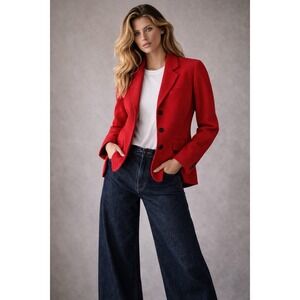 Lauren Ralph Lauren Red Wool Blazer Size 6 Tailored Jacket $698 Retail